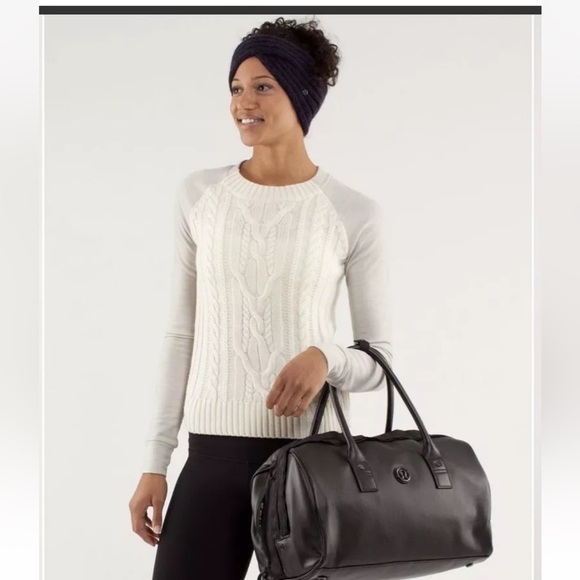 Lululemon St. Moritz Cable Knit Polar Cream Wool Sweater - Picture 2 of 9